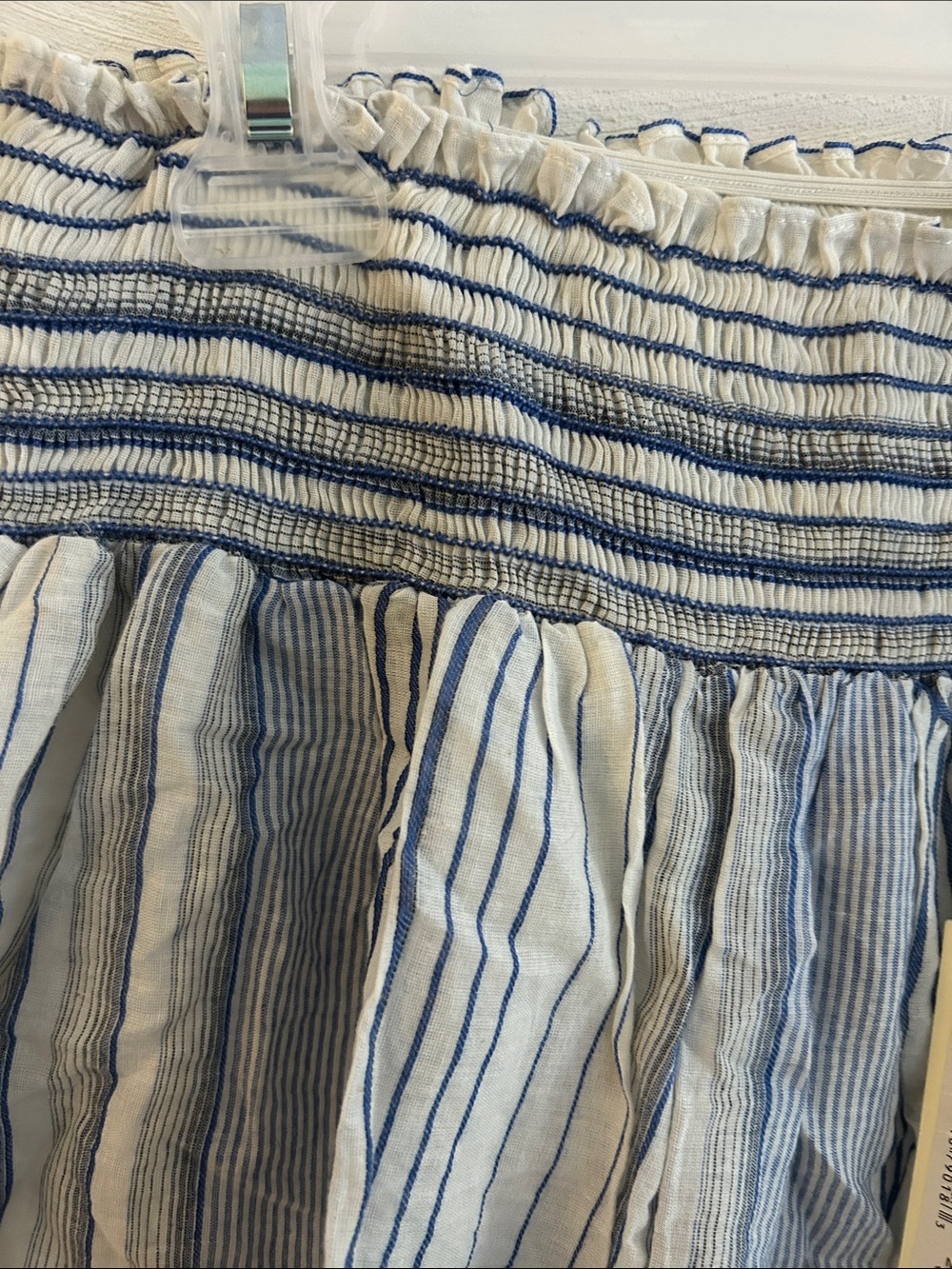 Max Studio Lightweight Blue Striped Cotton Skirt - Picture 4 of 9
